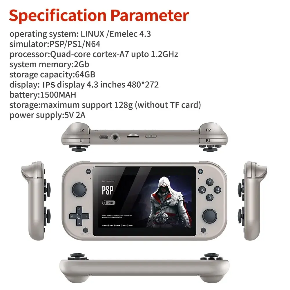 BOYHOM M17 Retro Handheld Video Game Console Open Source Linux System 4.3 Inch IPS Screen Portable Pocket Video Player for PSP
