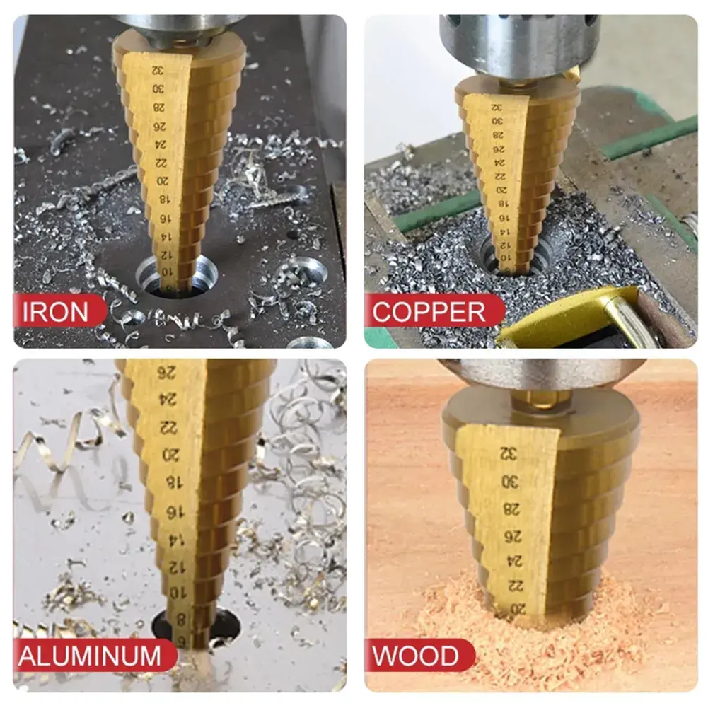 6Pcs Step Drill Bit Saw Drill Bit Set Titanium Milling Cutter 4-12 4-20 4-32mm 3 6 8mm For Woodworking Metal Core Hole Opener