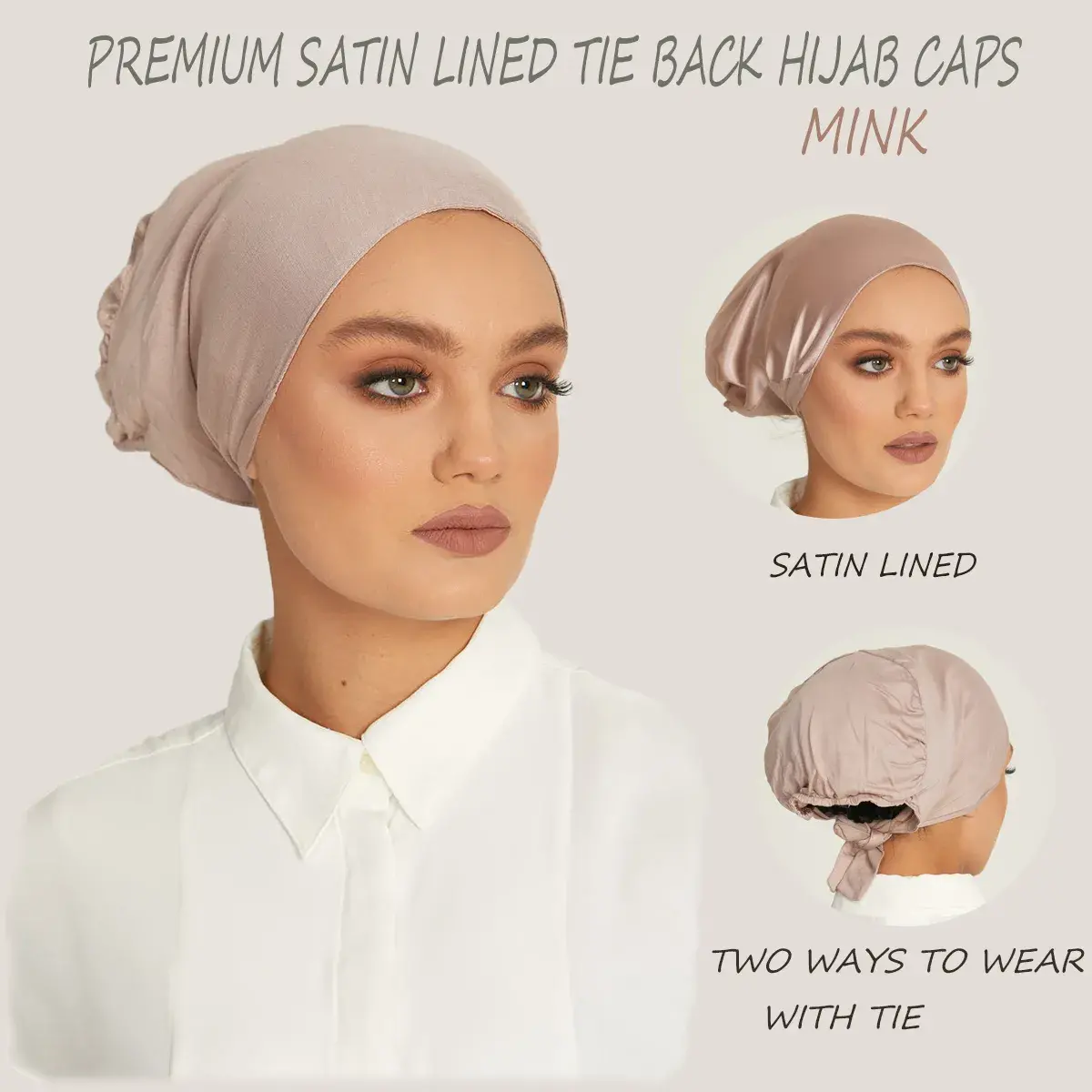 Soft Muslim Hijab Hat Solid Color Women Jersey Hijab Premium Satin Lining Tie Hijab Hat Islamic Turban Instant Silk Shawl