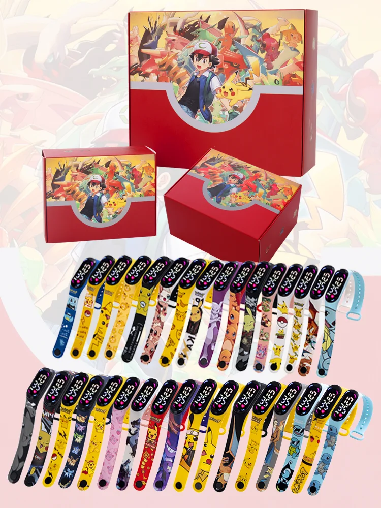 Pokemon Digital Children's Anime Pikachu Silicone Wristband LED Watch Puzzle Creative Gift Box Exquisite Birthday Gift