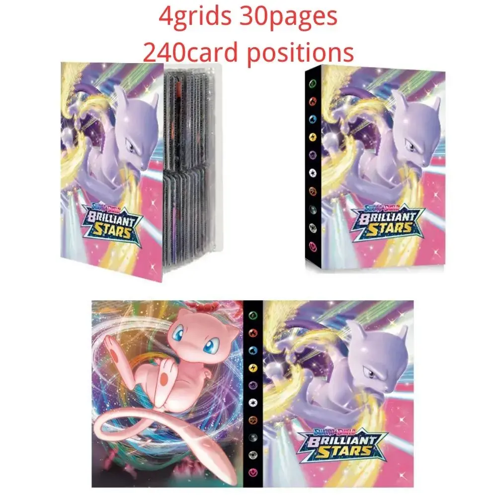 240Pcs Holder Album Toys Pokemon Anime Card Collections Mewtwo Charizard Book Game Card Binder Folder Children Loaded List Toys