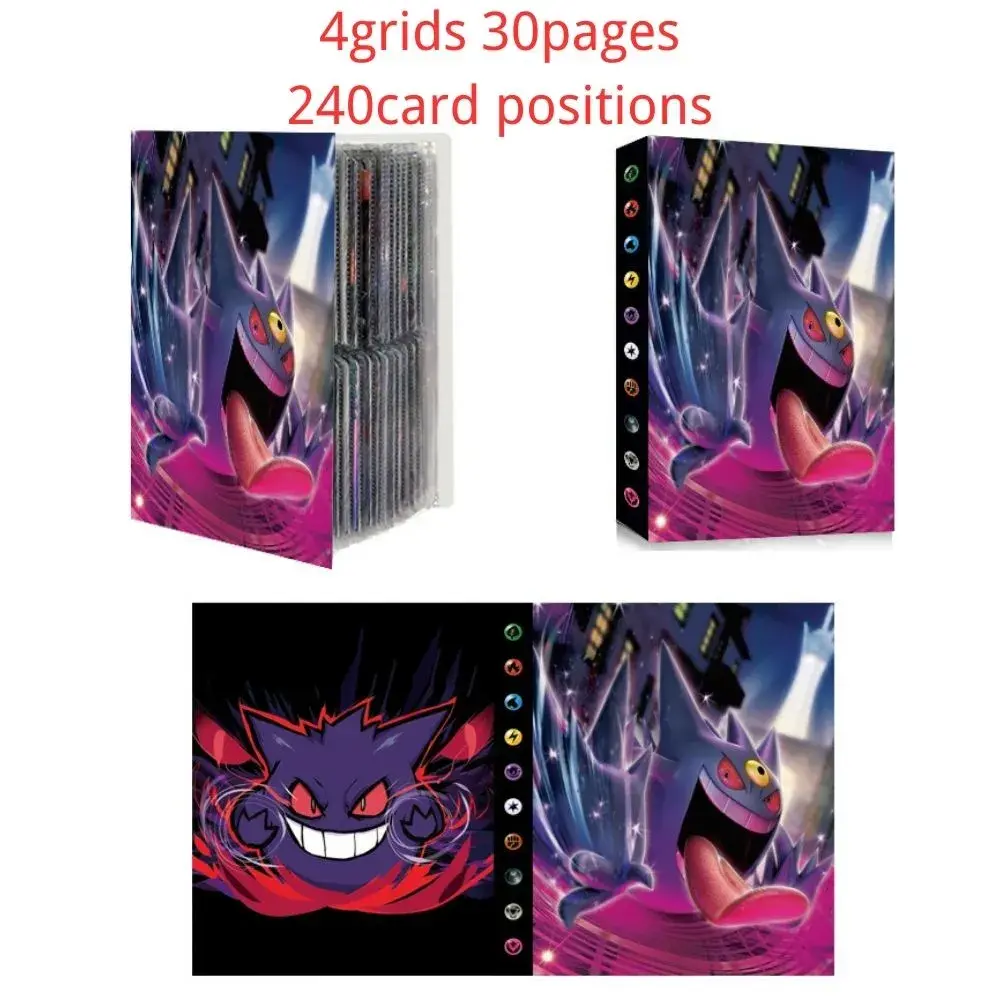 240Pcs Holder Album Toys Pokemon Anime Card Collections Mewtwo Charizard Book Game Card Binder Folder Children Loaded List Toys