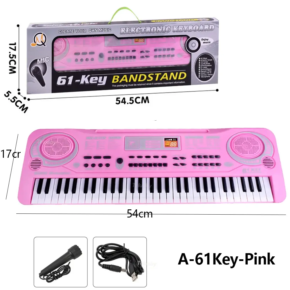 Kids Electronic Piano Keyboard Portable 61 Keys Organ with Microphone Education Toys Musical Instrument Gift for Child Beginner