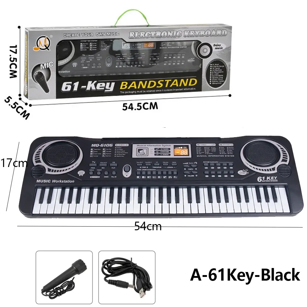 Kids Electronic Piano Keyboard Portable 61 Keys Organ with Microphone Education Toys Musical Instrument Gift for Child Beginner