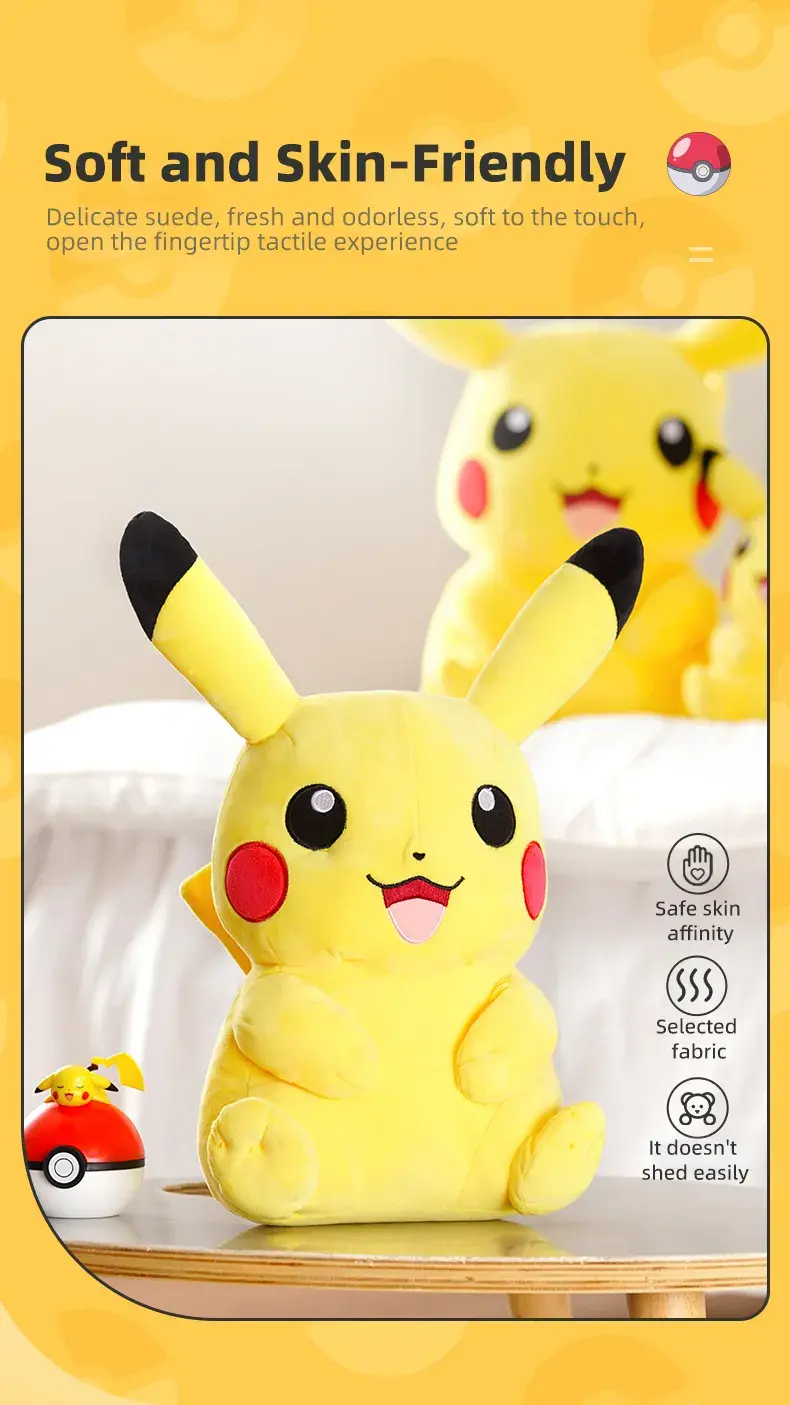 Pokemon Kawaii Pikachu Stuffed Toys Cartoon & Cute Plush Dolls Throw Pillow Birthday Gift  For Kids Friends Boys Home Decoration