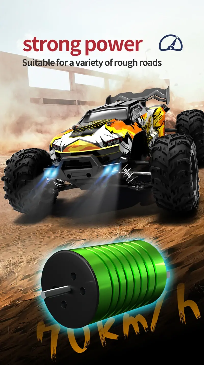 1:16 Brushless RC Car Off Road 4x4 High Speed 70Km/H 2.4G Remote Control Car with LED Drift Monster Truck Toys for Adults Kids