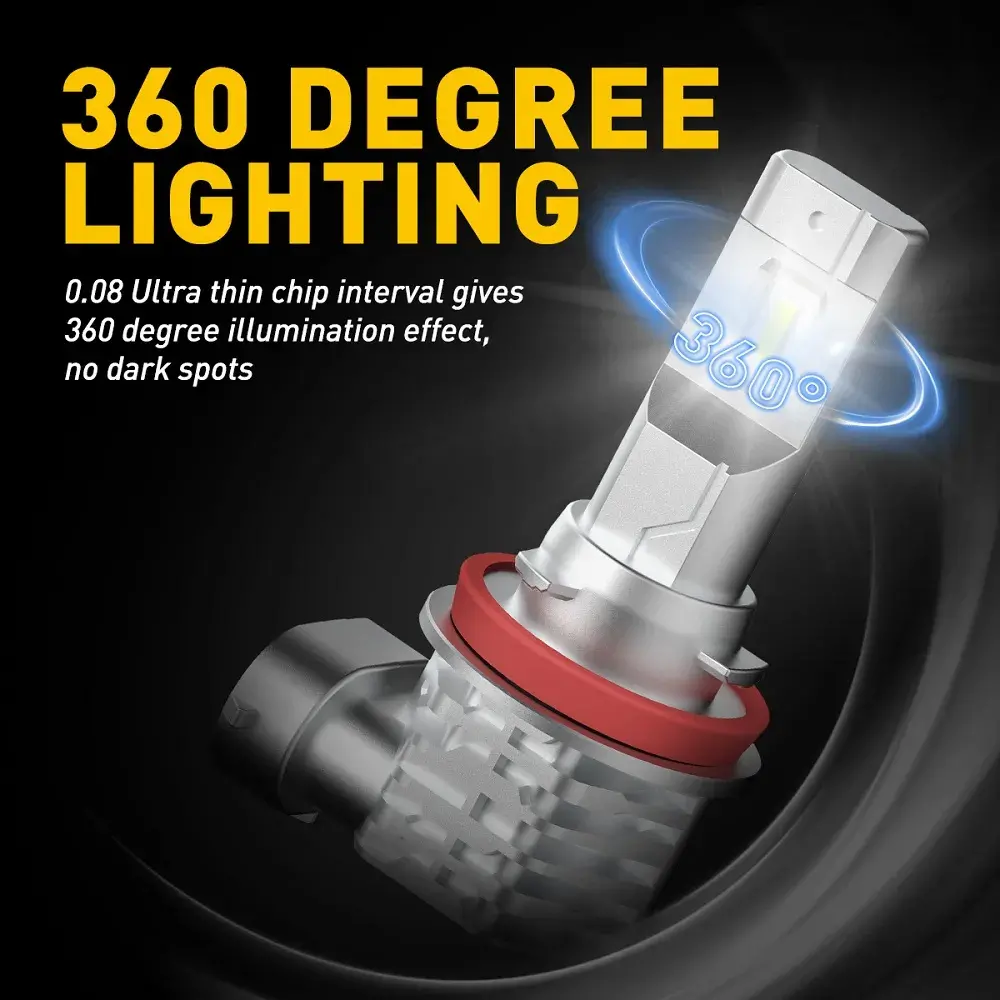AUXITO 2Pcs H11 LED Fog Light Bulbs H8 H9 9006 HB4 9005 HB3 LED 12V DRL Car Daytime Running Auto Lamp 6500K White 3000K Yellow