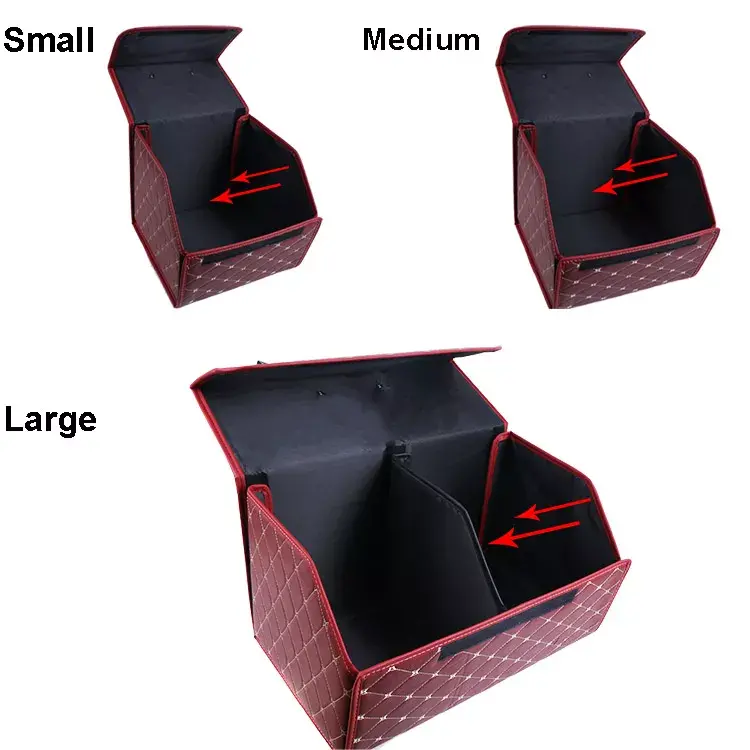 Car Trunk Organizer Box Large Capacity Auto Multiuse Tools Storage Bag Stowing Tidying Leather Folding For Emergency Storage Box