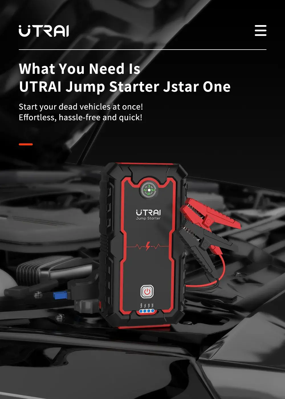 UTRAI 2000A Jump Starter Power Bank Portable Charger Starting Device For 8.0L/6.0L Emergency Car Battery Jump Starter