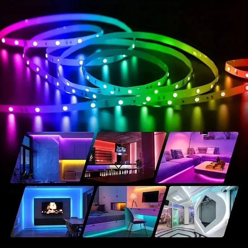 Bluetooth Music Sync RGB LED Strip Lights 45M(3 Rolls Of 15M) USB Color Change Smart Remote Control & APP Control For Home Decor