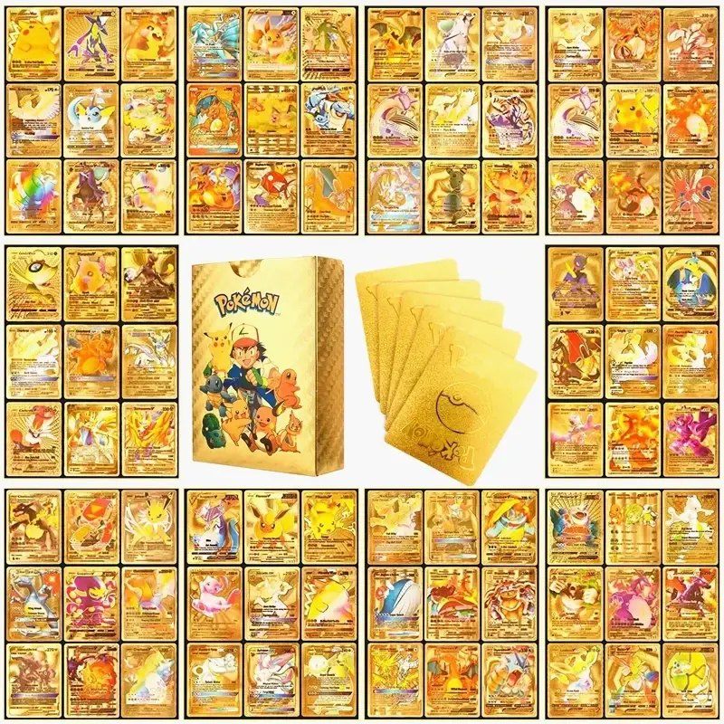 110Pcs Pokemon Gold Box Vmax GX EX English Card Charizard Pikachu Rare Collection Battle Golden Card Child Toys Gift