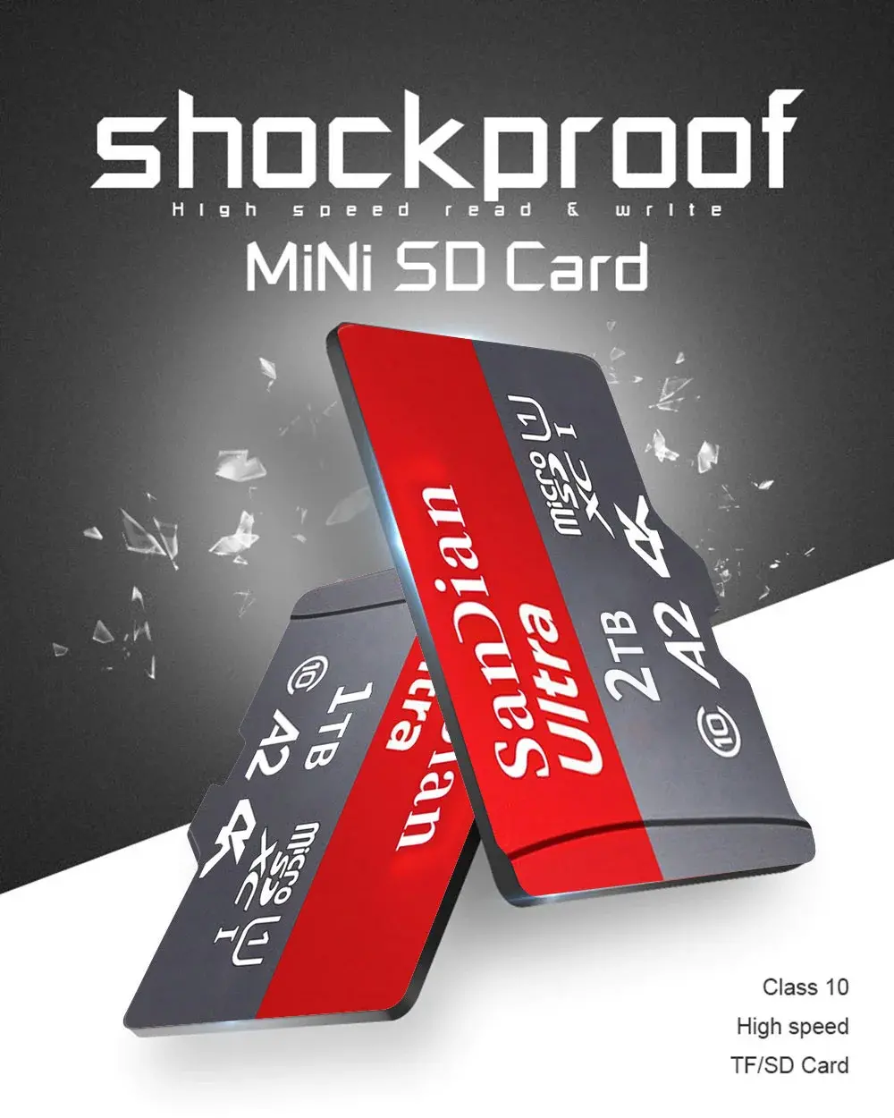 SAN DIAN Original 1TB Micro TF SD Card  Flash Class 10 SD Card 2TB Memory Card  Memory Card For Phone/Cameras /MP3/MP4