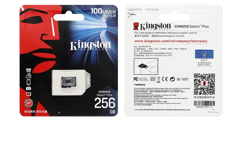 Kingston Canvas Select Plus Micro SD Card 32GB 64GB 128GB 256GB 512GB Memory Card C10 A1 Flash Card Up to 100MB/s read TF Card
