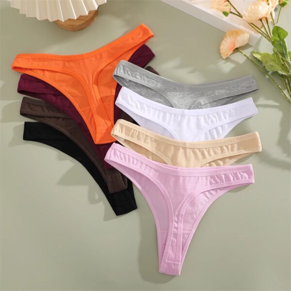 4PCS Women Cotton Thongs Female Sexy Low Waist Panties G-String Underwear Thongs Striped Panties Female Underwear T-Back Intimat - Image 2