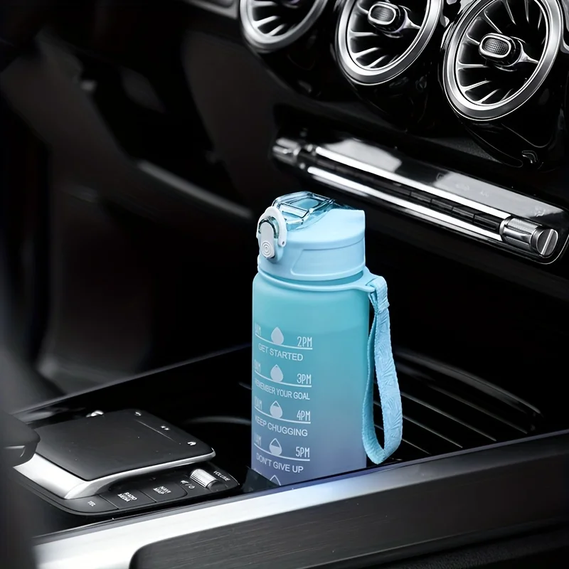 700ml Sports water Bottle High Temperature Resistant Graduated Straw Cup Rainbow Frosted Progressive Color Water Cup Plastic Cup