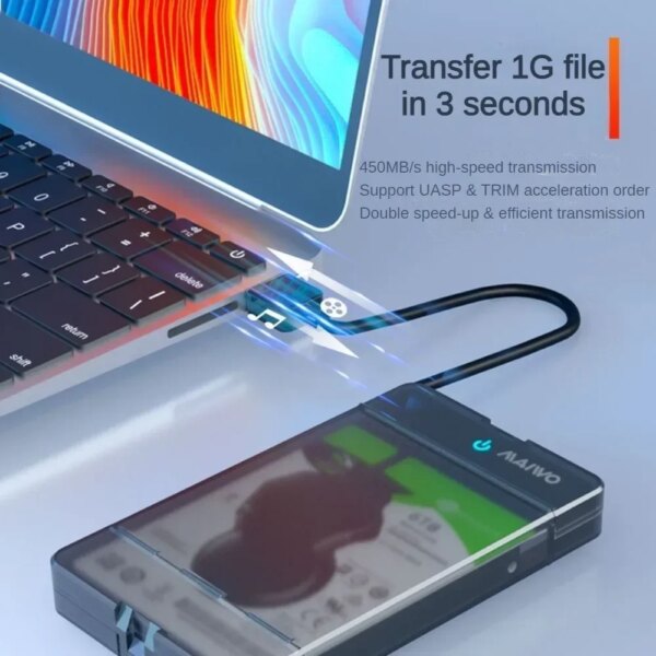 MAIWO USB3.0/Type C External Hard Drive Enclosure for 2.5 Inch SATA HDD and SSD Transparent Hard Disk Case Tool-Free Support 6TB - Image 2