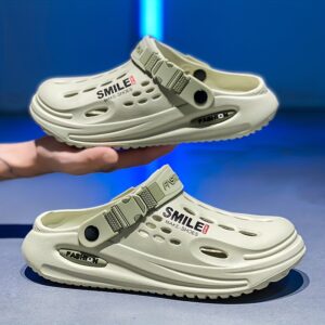 Men'S Sports Mules & Clogs, Casual Slip-On Open Toe Garden Shoes, EVA Round Toe Walking Sandals, Solid Color, with Avoid Sun Exposure for Summer Beach Footwear