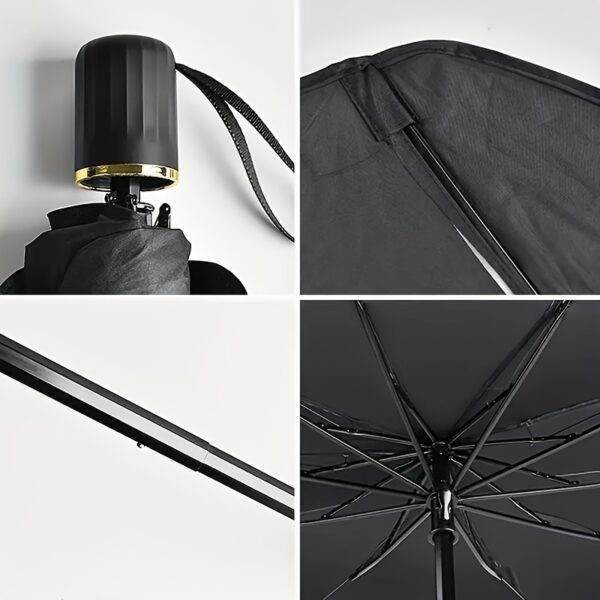 Compact Roll-Up Sunshade for Front Window - Heat Insulation and UV Protection, Easy-to-Use Auto Interior Accessory, UPF50+ Material, Fits Most Vehicles, Sun Protection Curtain | Sleek Black Umbrella Design | Easy Handling, Car Sunshade - Image 18