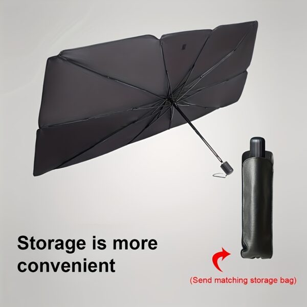 Compact Roll-Up Sunshade for Front Window - Heat Insulation and UV Protection, Easy-to-Use Auto Interior Accessory, UPF50+ Material, Fits Most Vehicles, Sun Protection Curtain | Sleek Black Umbrella Design | Easy Handling, Car Sunshade - Image 21