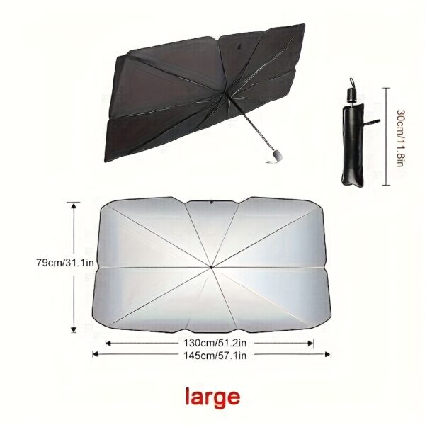 Compact Roll-Up Sunshade for Front Window - Heat Insulation and UV Protection, Easy-to-Use Auto Interior Accessory, UPF50+ Material, Fits Most Vehicles, Sun Protection Curtain | Sleek Black Umbrella Design | Easy Handling, Car Sunshade - Image 13