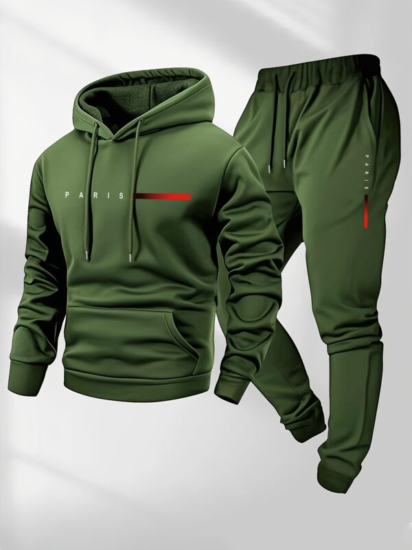 Men'S Casual Paris Letter Hoodie & Joggers Set - Image 14
