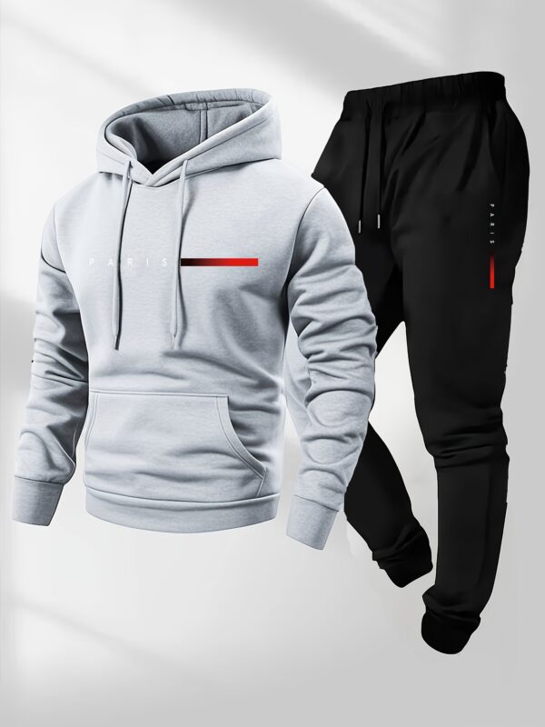 Men'S Casual Paris Letter Hoodie & Joggers Set - Image 9