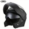 Matte Black Flip-Up Motorcycle with Double Visors