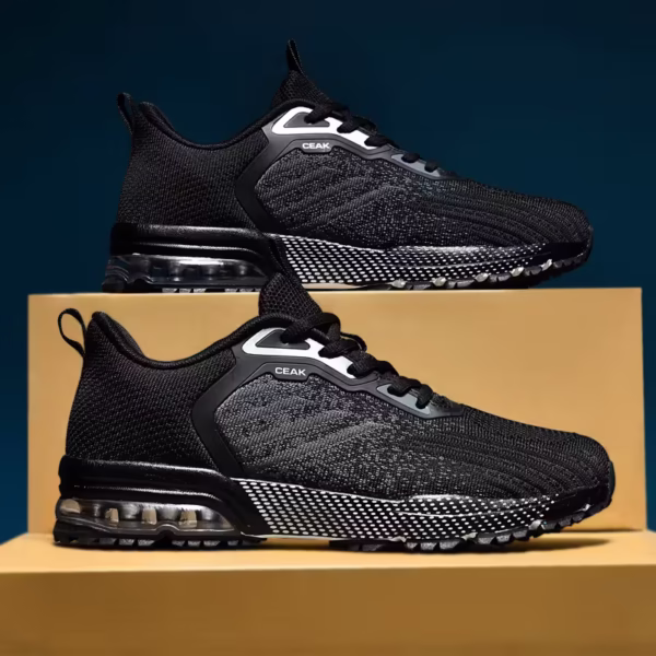 Knit Sneakers-Black-Grey Knit Sneakers-Black-Grey