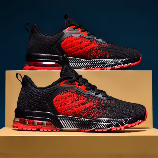 Knit Sneakers-Black-Red Knit Sneakers-Black-Red